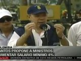 Santos anuncia que estudia incrementar a 4 por ciento aument
