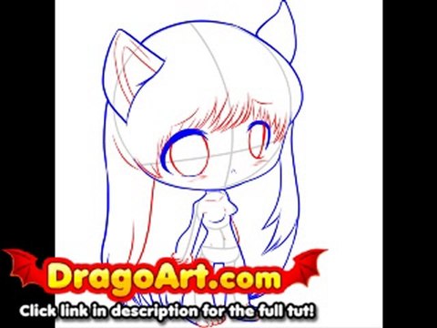 How to draw chibi Elfen Lied, Lucy, step by step