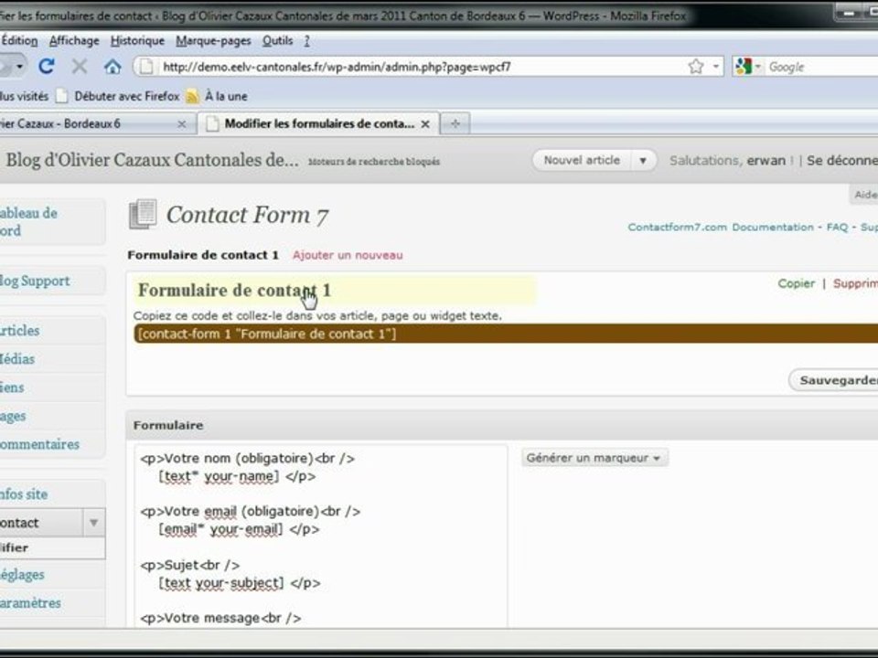 changer l email de contact