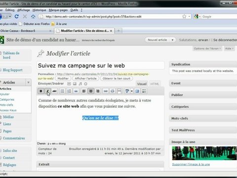 Modifier le contenu d'un article existant