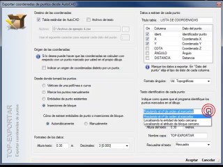 ARKITool, Top-Exportar, exporta coordenadas de puntos....