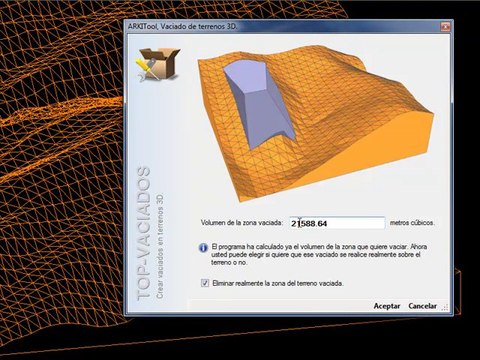 ARKITool, Top-Vaciados, permite calcular el volumen terreno.