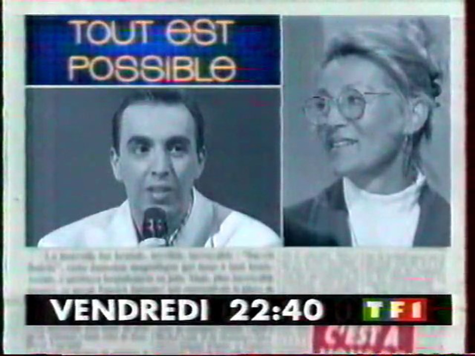 Bande Annonce De L'emission Tout est Possible 1994 TF1