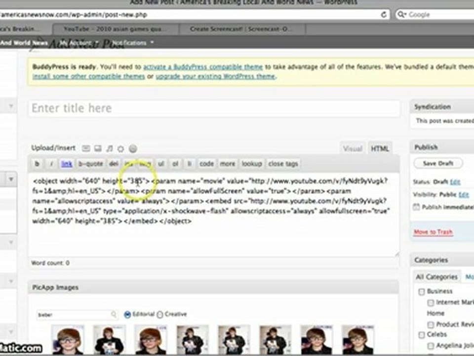 How To Embed Youtube Video Into Wordpress Blog