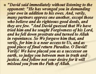 Prophets Stories-2 (Dawud-Hazqil-samuel) in Quran & Hadiths