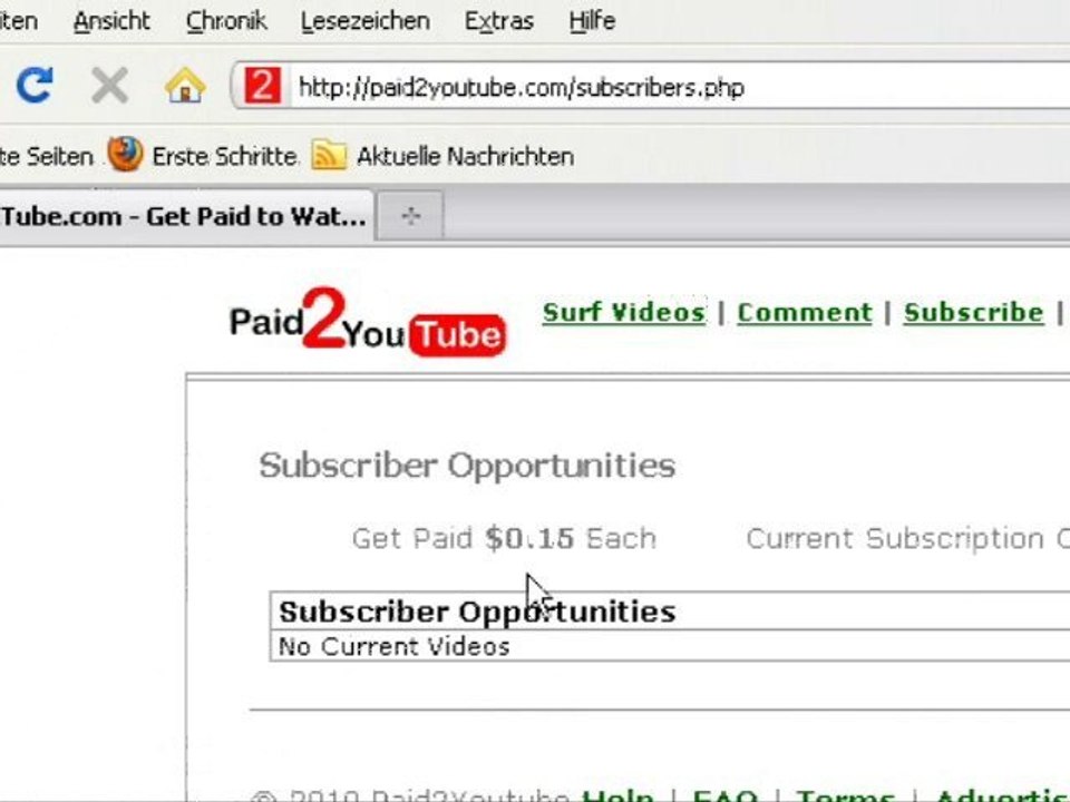 Online Geld verdienen mit Paid2Youtube, schnell und einfach