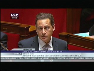 Intervention lors des questions au gouvernement - 18.01.2011