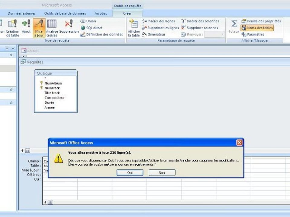 Requête mise à jour sur Access
