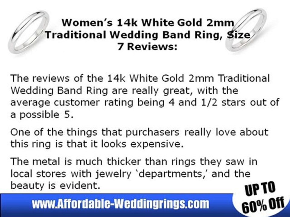 Women 14k White Gold 2mm Traditional Wedding Ring