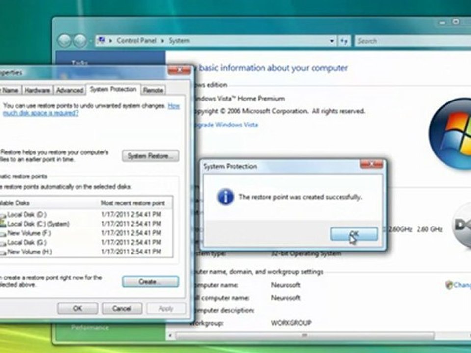 How to create restore point in windows vista (www.pcdocpro.c