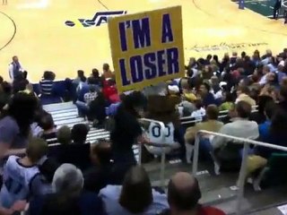 Utah Jazz mascot beats down an unruly fan