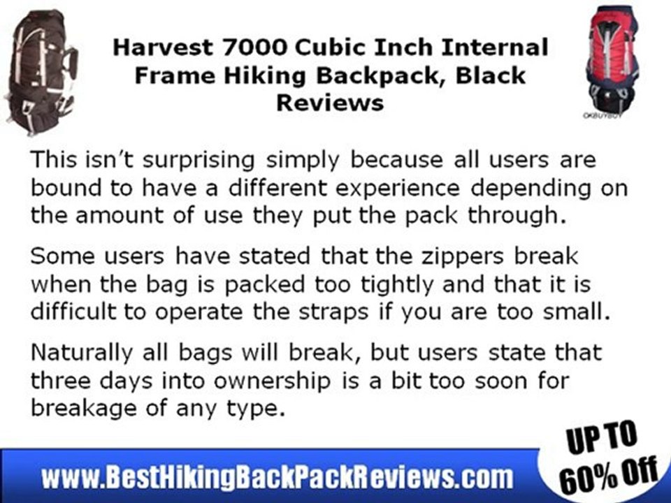 Harvest 7000 Cubic Internal Frame Hiking Backpack