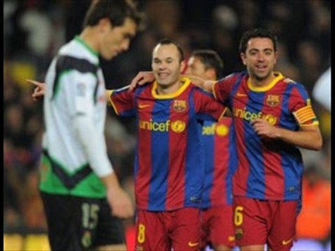 Barcelona 3-0 Racing Santander Pedro, Messi, Iniesta scored