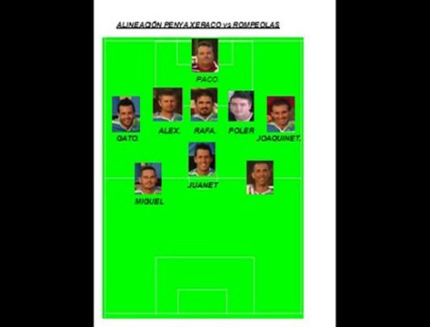 ALINEACION PENYA XERACO VS ROMPEOLAS