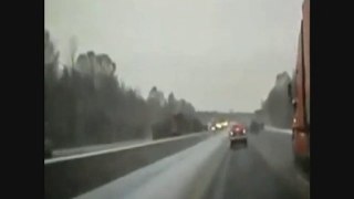 Lucky Canadian Man Truck Accident Escape    Dash Cam View