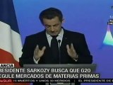 Regular materias primas del G20, prioridad de Sarkozy