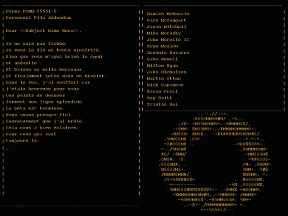 [Portal]Thème de fin -Crédits .Still Alive.