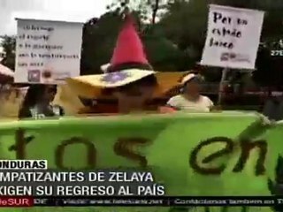 A un año del exilio de Zelaya, se manifiestan en Honduras p