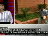 Autoridades venezolanas defienden derechos de familias que adquieren viviendas