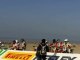 Arrivée des motos sur la plage, pour l'enduropale