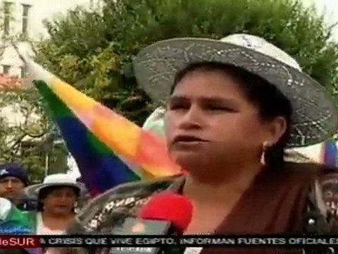 Bolivianos protestan ante embajada de EE.UU. por hoja de coca