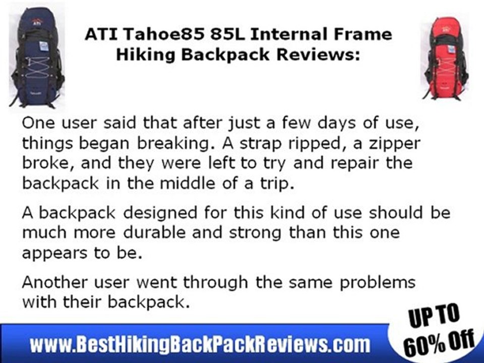 ATI Tahoe85 85L Internal Frame Hiking Backpack