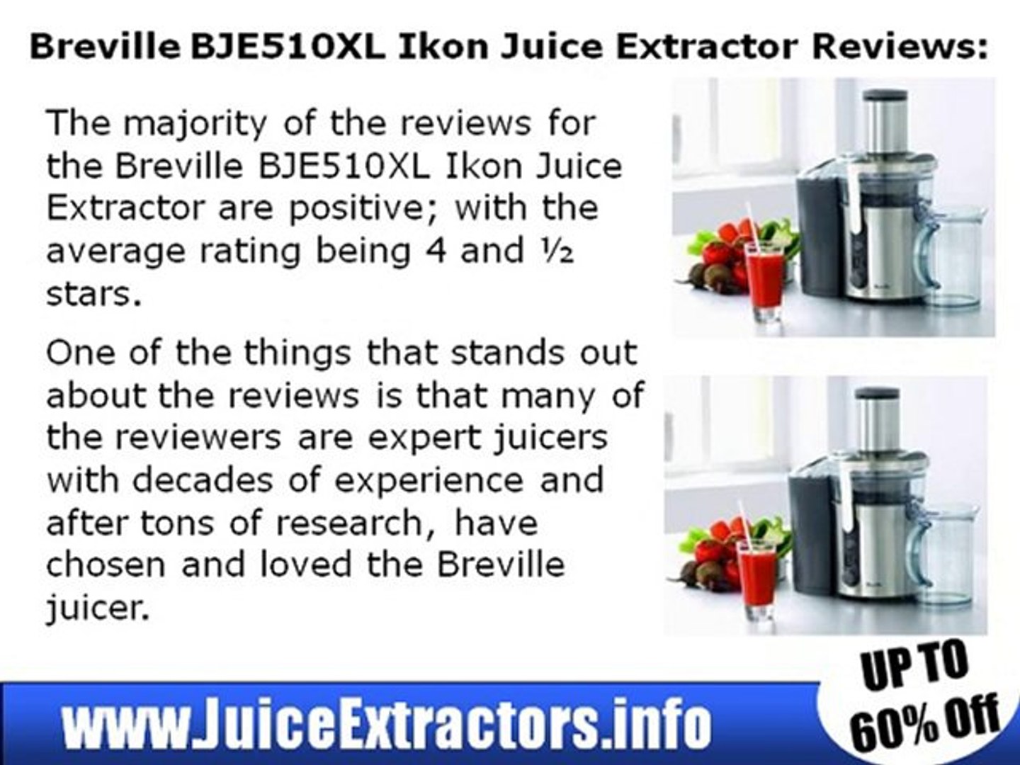 Breville BJE510XL Ikon 900-Watt Juice Extractor - video dailymotion