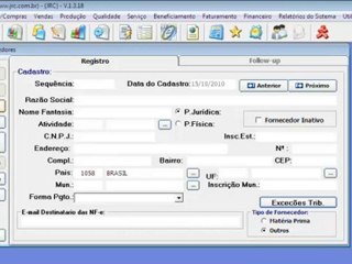 JRC: Cadastro de Fornecedor ~ SysFAT - LITE.