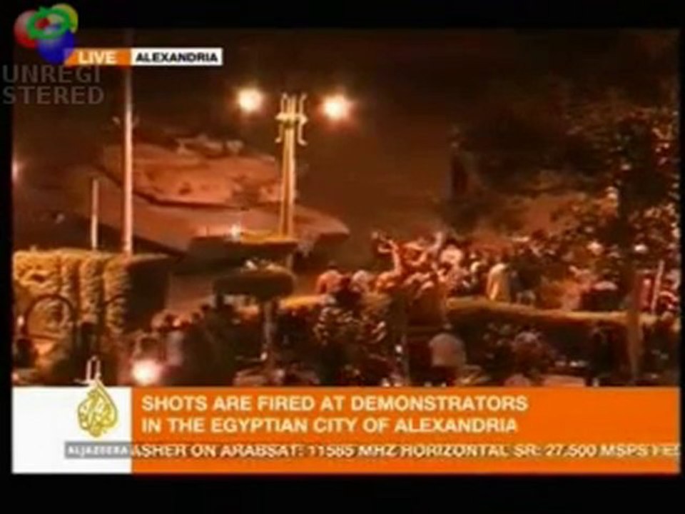 EGYPTE: mouvements et tirs de chars à ALEXANDRIE 01-02-2011