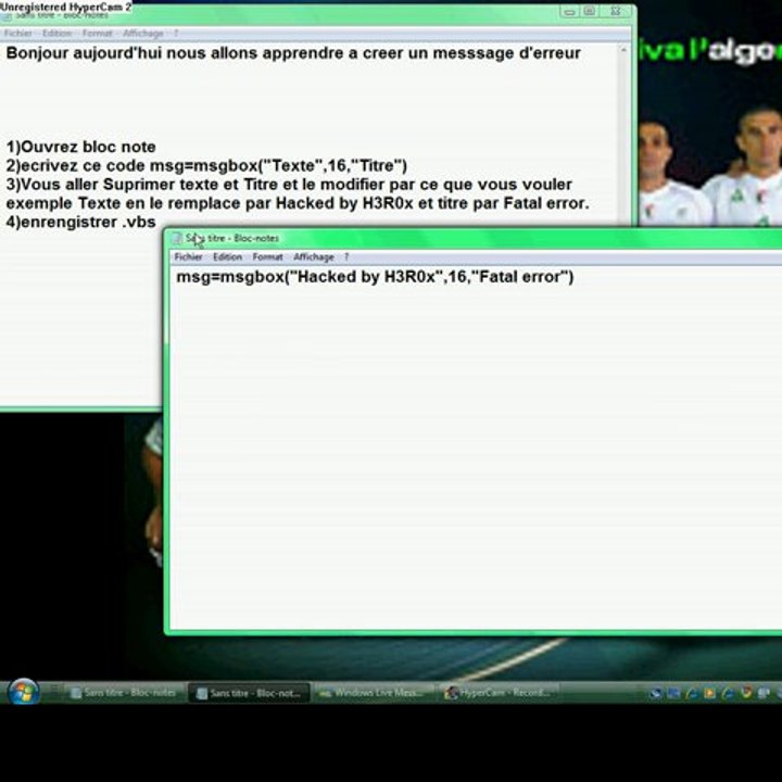 tuto creer un message d'erreur