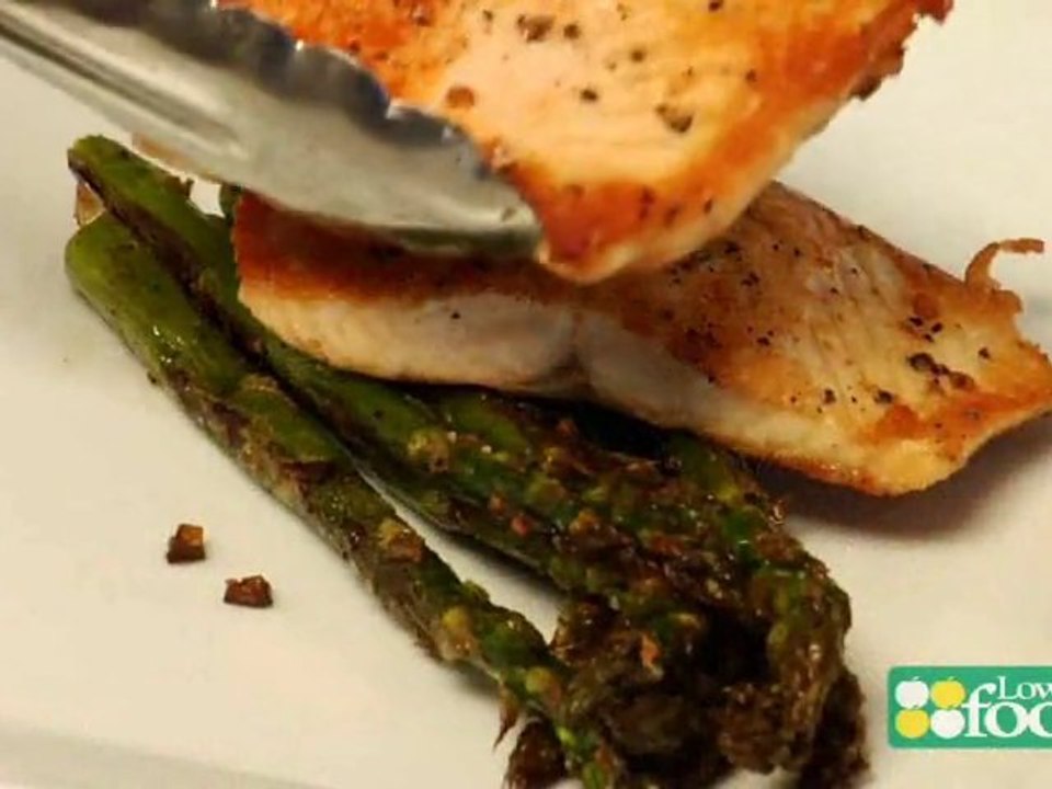 Seared Sal,mon with Butter Sauce and Asparagus