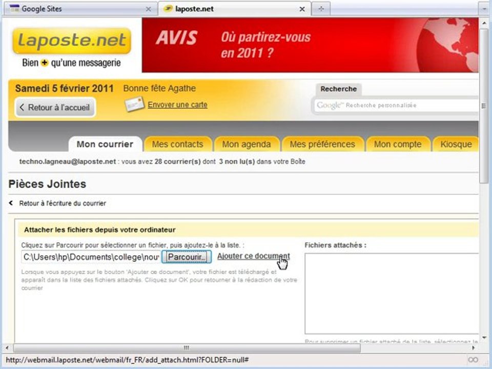envoyer une pièce jointe