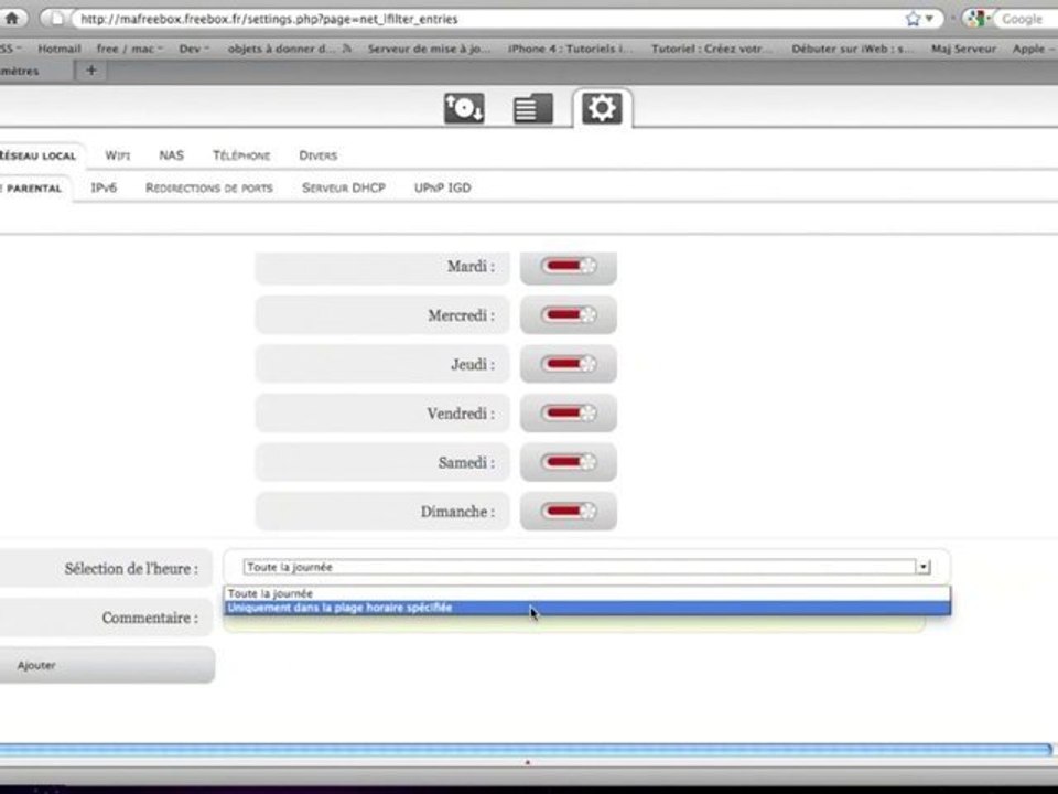 Tutoriel Freebox V6 - Configurer le controle parental