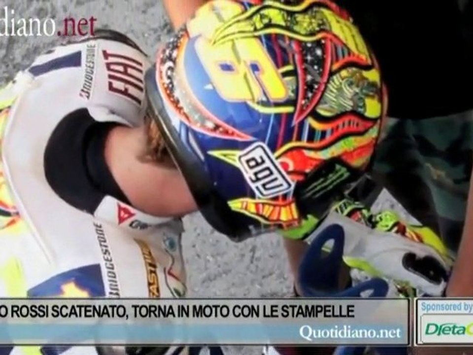 VALENTINO ROSSI SCATENATO, TORNA IN MOTO CON LE STAMPELLE