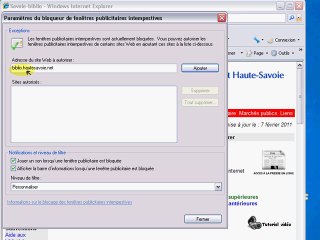Paramétrer son Anti-popup sur Internet Explorer