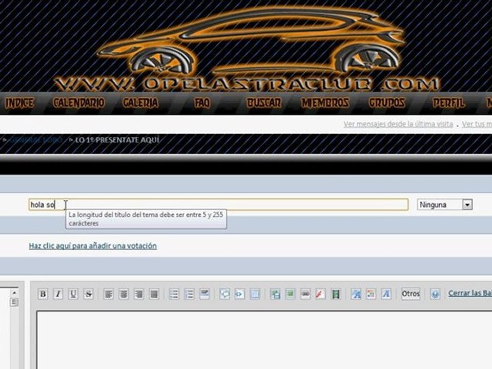 Tutorial como presentarse en opelastraclub.com