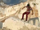 Skateboarding at Carrara marble quarries - Michelangeloin historic Italian quarry
