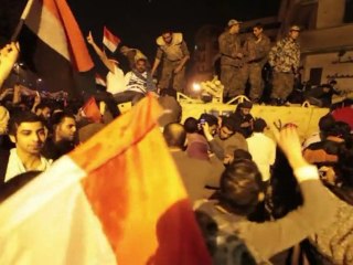 Feux d'artifice et célébrations place Tahrir