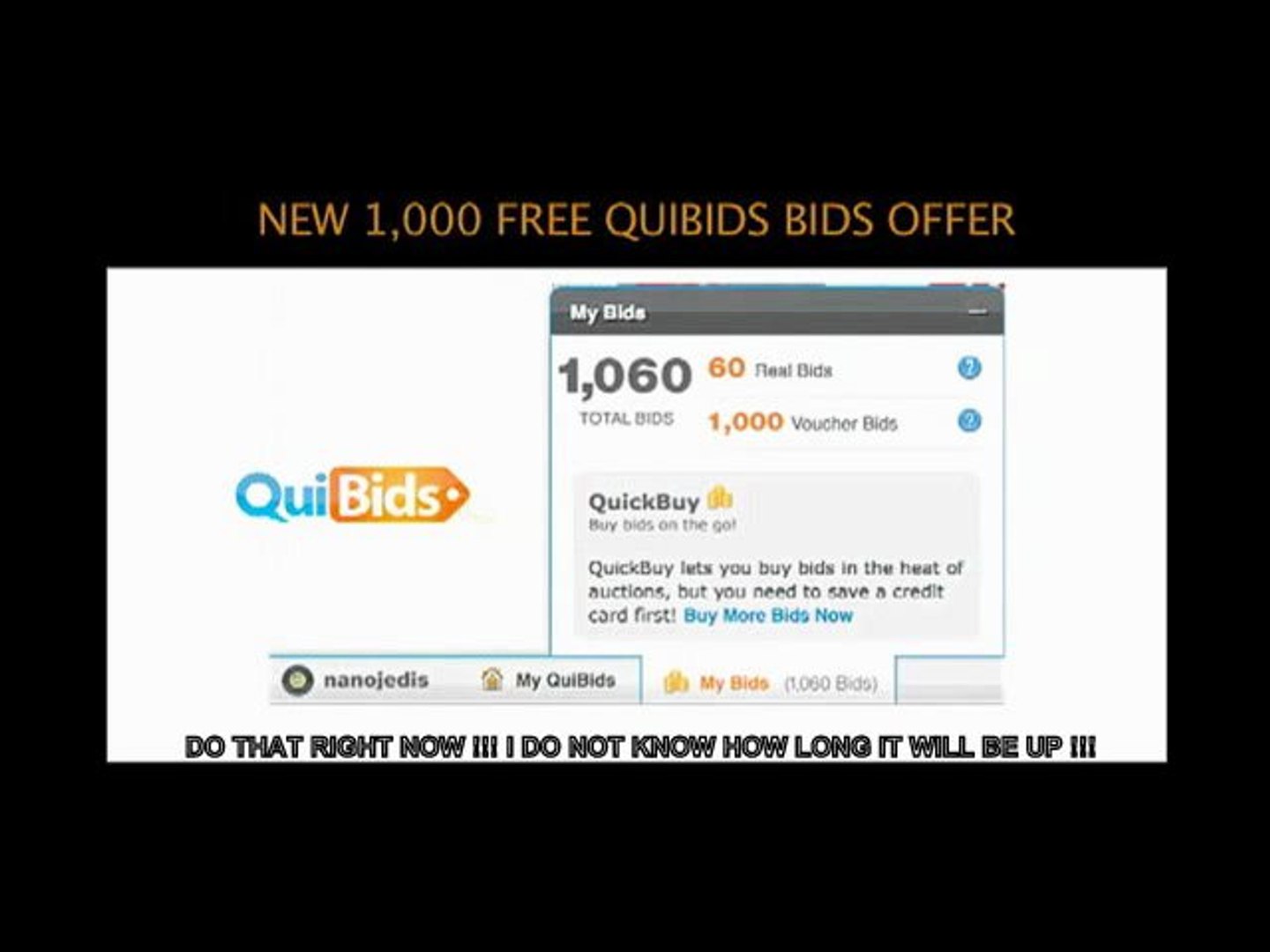 Quibids 1000 Free Bids Video Dailymotion
