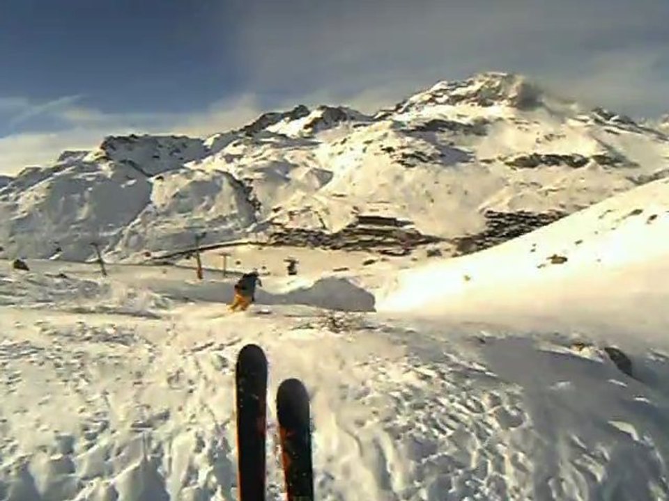 Session backcountry au hors-pistes de combe folle à Tignes.