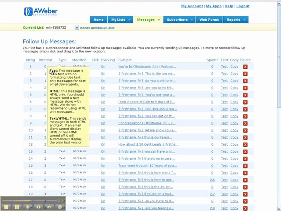 Aweber auto responders