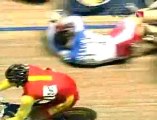 Several riders collide in track cycling event
