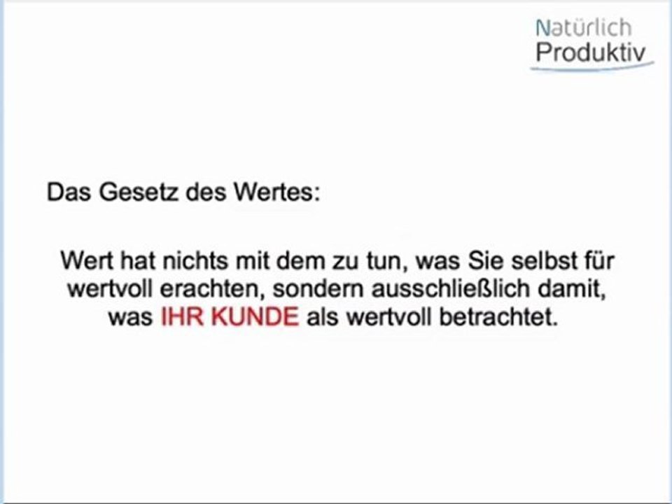 Das Gesetz des Wertes