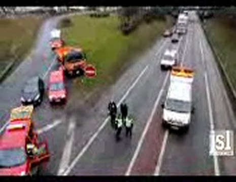 Blanzy (saone et Loire) deux camions en flamme sur la RCEA