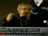 Gobierno pide a las FARC inmediata liberación de todos los retenidos