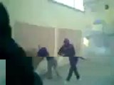 Gunfire between libyan protesters and so called police