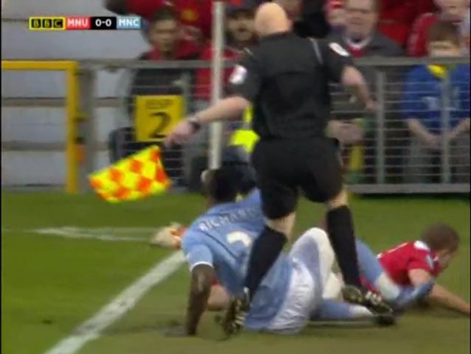 The linesman is hit by a player