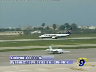 AEREOPORTI DI PUGLIA. RYANAIR, 2 nuove basi a Bari e Brindisi
