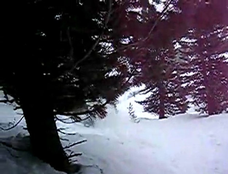 Me hitting a snow log