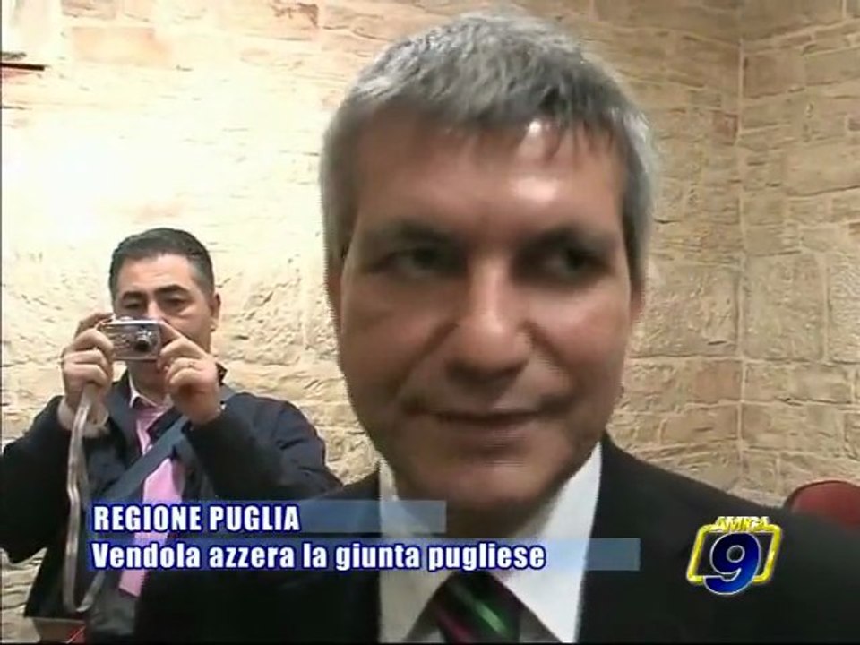 REGIONE PUGLIA. Vendola azzera le giunta pugliese